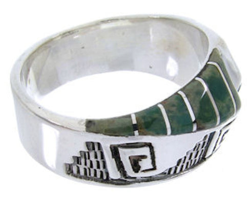 Southwestern Silver Turquoise Inlay Ring Size 7-3/4 BW68338